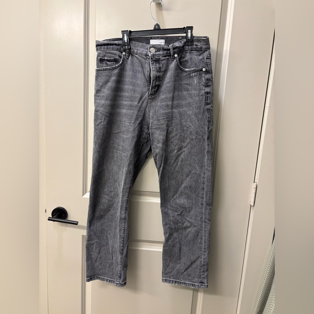 Loft High Waist Washed Black Straight Leg Crop Jeans Size 8/29